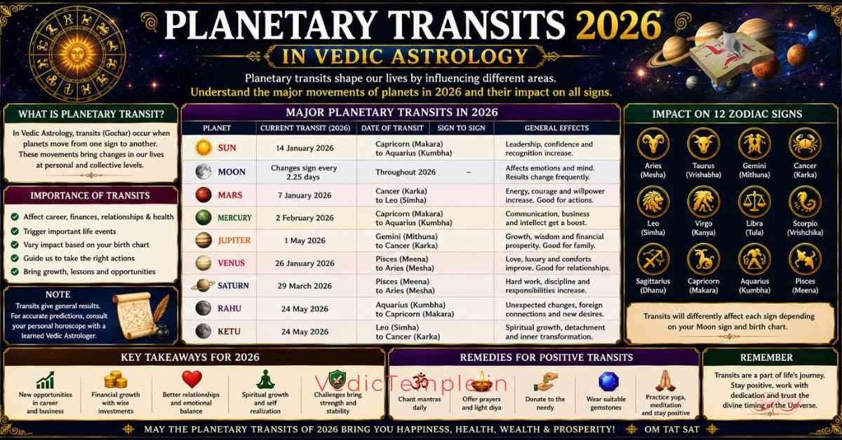 Planetary Transits 2026 in Vedic Astrology: Major Gochar Dates, Predictions & Astrological Impact